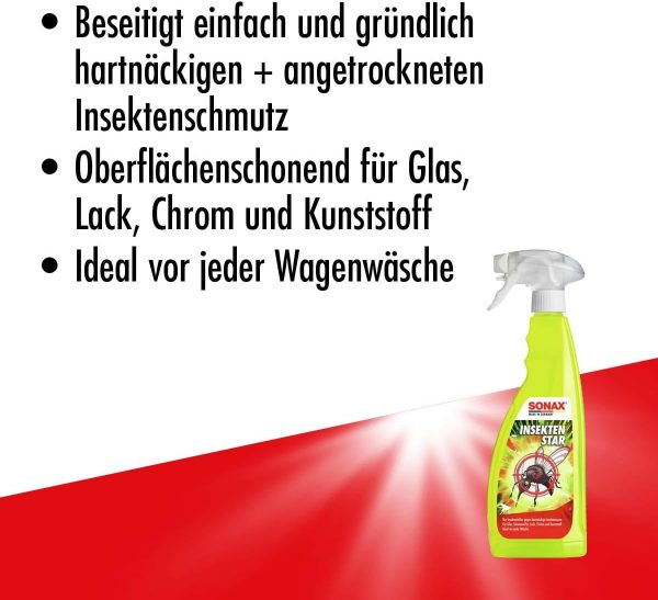 SONAX InsektenStar (750 ml) Insektenentferner für hartnäckige & angetrocknete Insektenverschmutzungen – Bild 3