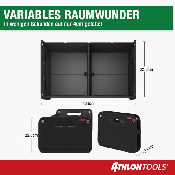 ATHLON TOOLS Faltbare Kofferraumtasche mit Anti-Rutsch-Klett – Bild 3