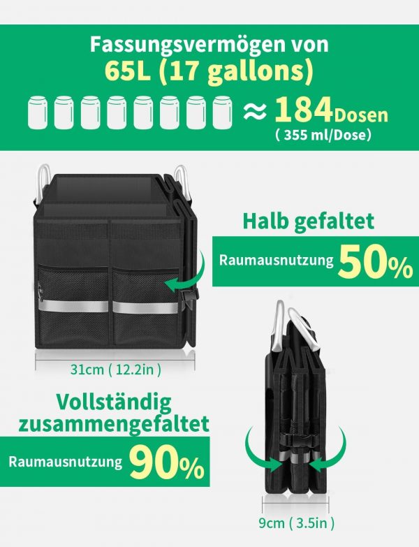 OASSER Kofferraum Organizer: Deckel, Alu-Griffe & Reflexstreifen – Bild 7