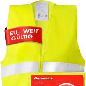 PURAHELP Warnwesten Auto 4er Set Europaweit gültig nach EN ISO 20471