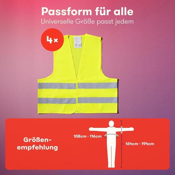 PURAHELP Warnwesten Auto 4er Set Europaweit gültig nach EN ISO 20471 – Bild 3