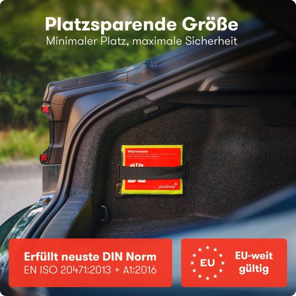 PURAHELP Warnwesten Auto 4er Set Europaweit gültig nach EN ISO 20471 – Bild 2