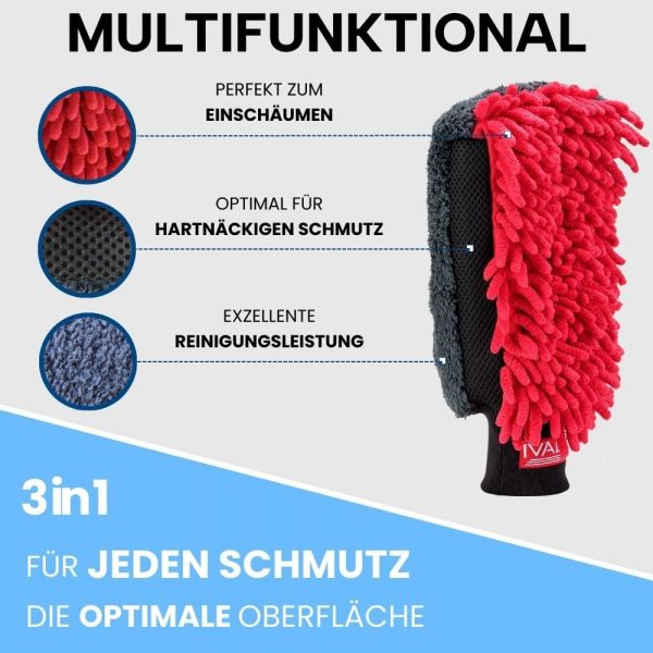 Ivality® Premium Auto Waschhandschuh | lackschonend & saugstark | 3in1 – Bild 5