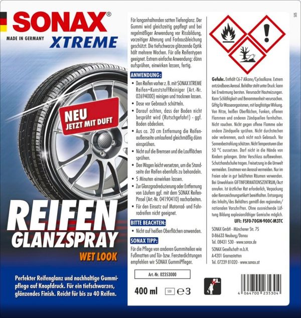 SONAX XTREME ReifenGlanzSpray Wet Look (400 ml) – Bild 2