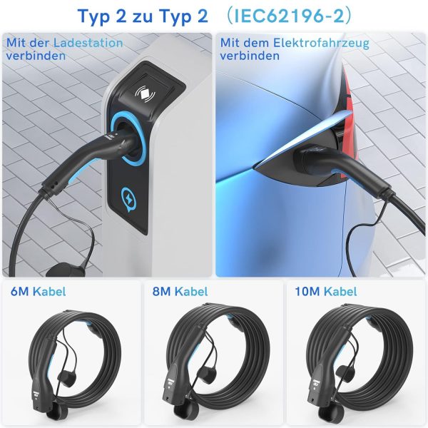 EVDANCE Typ 2 Ladekabel für EV, 22kW 32A 10m 3-Phasen – Bild 4