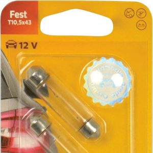 Philips 12866B2 Soffittenlampe C10W T10, 5 x 43, 2-er Blister, White