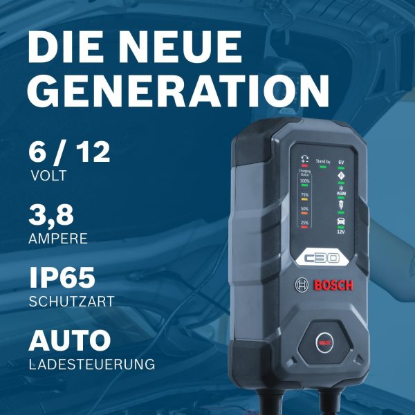 Bosch C30 Batterieladegerät, 3,8 Ampere für 6V/ 12V – Bild 3