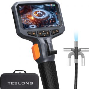 Teslong 1080P Endoskopkamera mit Licht, 4,5 Zoll LCD-Bildschirm, 8,5mm Drehbar, Inspektionskamera