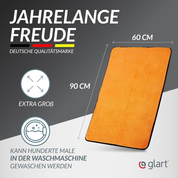 Glart 44WG Auto Trockentuch XXL 90x60 cm – Mikrofaser Poliertuch Orange – Bild 5