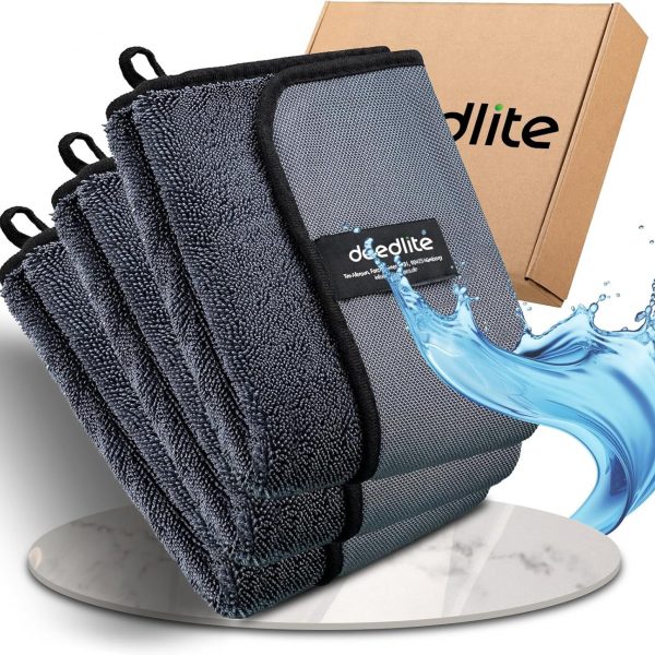 Deedlite Mikrofaser Trockentuch – Schnell trocknend & langlebig (40x60cm, 3 Stück)