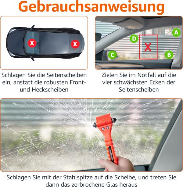 Notfall-Gurtschneider und Fensterhammer, 2er-Pack – Bild 4