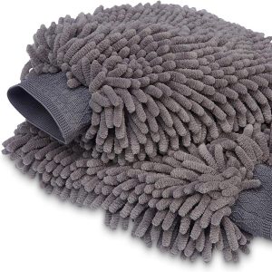 Deluxe Auto-Waschhandschuh, Mikrofaser, 2 Stück, Dunkelgrau, 30 x 20 cm