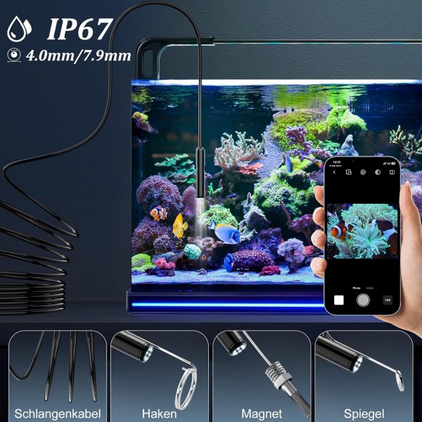 1920P HD Endoskopkamera mit LED-Licht, 5 m Kabel & iPhone/Android Adapter – Bild 3