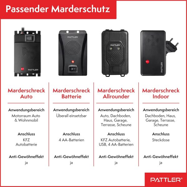 PATTLER® Marderschreck Auto - Marderabwehr mit Ultraschall. Anschluss an 12V Autobatterie – Bild 2