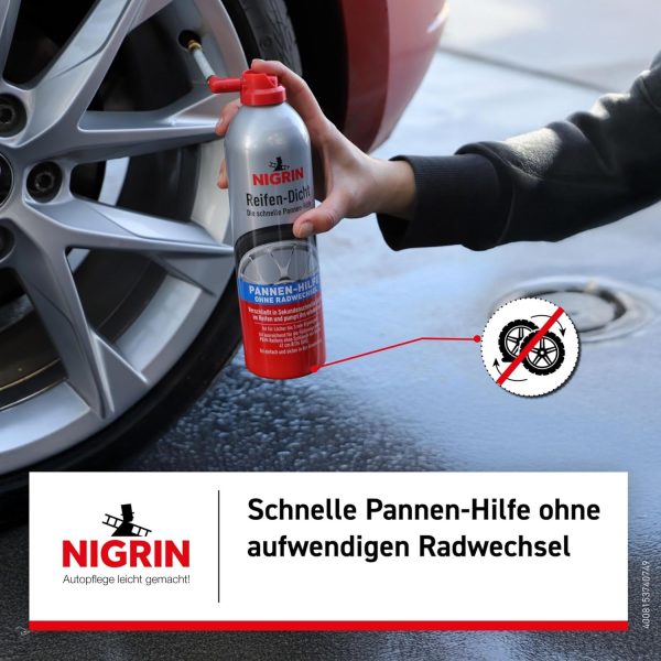 NIGRIN Reifendicht, 500 ml, sofortige Pannenhilfe, Reifendichtmittel – Bild 3
