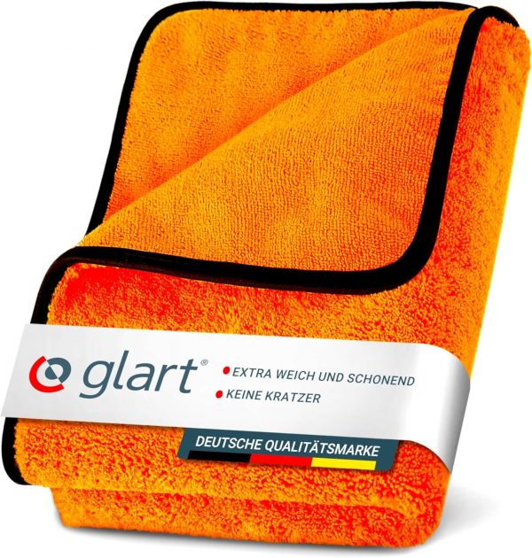 Glart 44WG Auto Trockentuch XXL 90x60 cm – Mikrofaser Poliertuch Orange