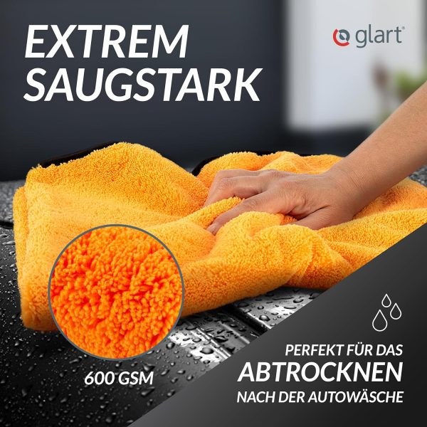 Glart 44WG Auto Trockentuch XXL 90x60 cm – Mikrofaser Poliertuch Orange – Bild 4