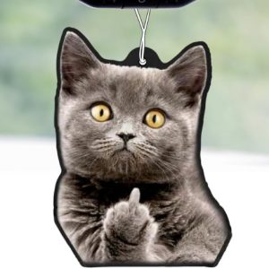 2x Duftbaum mit Katze zeigt Mittelfinger Motiv