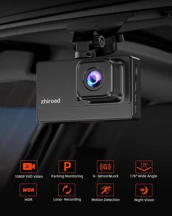 Dashcam Auto Vorne, 1080P FHD mit Nachtsicht, WDR, 176° Weitwinkel – Bild 2