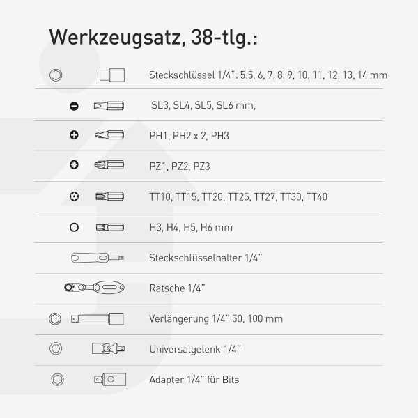 Högert Technik - Werkzeugset I Steckschlüssel, Bits und Ausstattung 1/4” – Bild 4