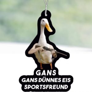 2x Duftbaum mit Gans dünnes Eis Sportsfreund Motiv