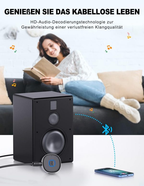 Mohard AUX Bluetooth Adapter, Drahtloser KFZ Bluetooth 5.3 Empfänger – Bild 2