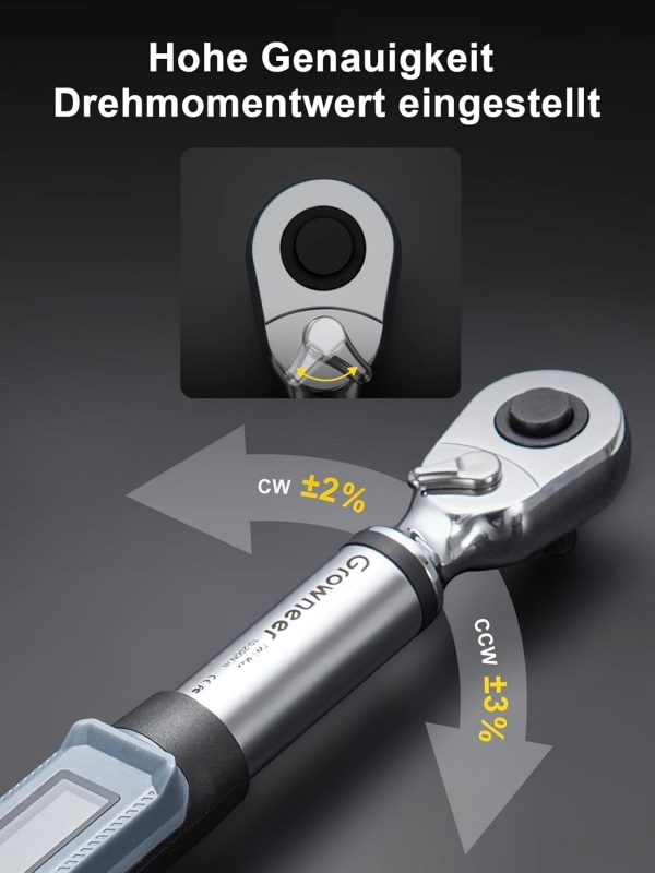 GROWNEER Drehmomentschlüssel Auto Digital 1/2 Zoll/10-200 Nm – Bild 4
