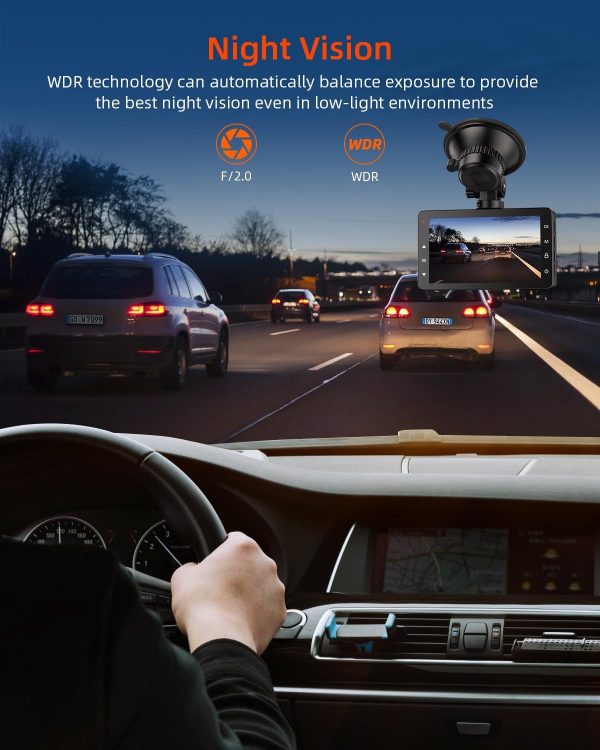 Dashcam Auto Vorne, 1080P FHD mit Nachtsicht, WDR, 176° Weitwinkel – Bild 4