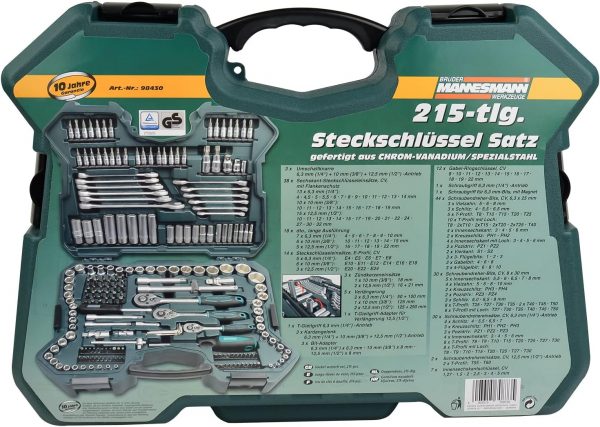 Brüder Mannesmann Steckschlüsselsatz, 1/4" Zoll, 3/8" Zoll und 1/2" Zoll, 215-teilig – Bild 2
