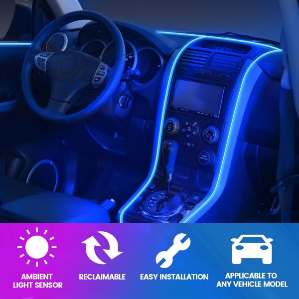 Talifoca 5M/16.4FT Auto Led Innenbeleuchtung,USB Wire Blau – Bild 6