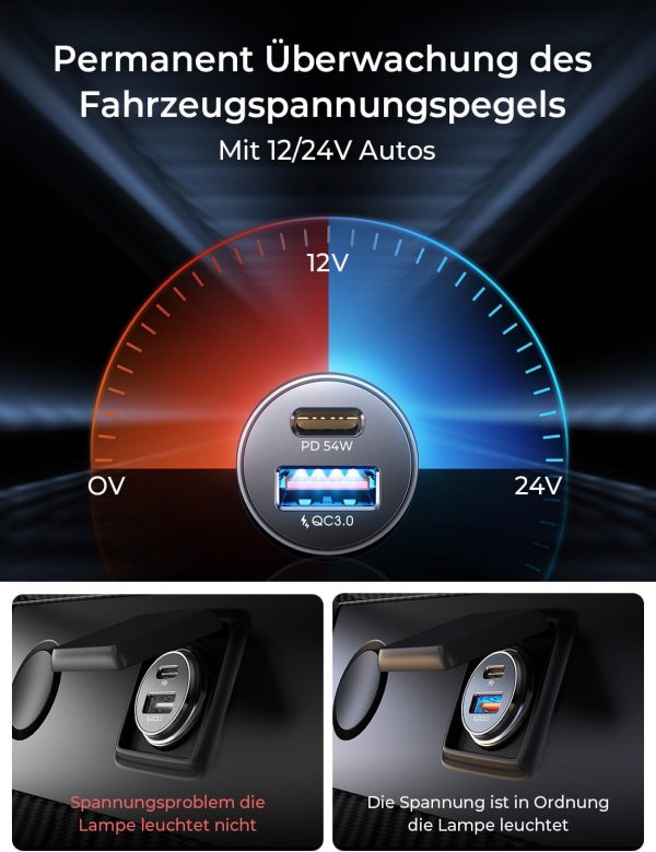 LISEN 54W Zigarettenanzünder USB C 12V USB Adapter – Bild 4
