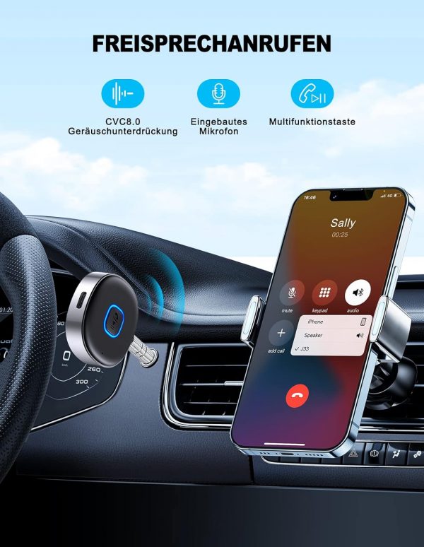 Mohard AUX Bluetooth Adapter, Drahtloser KFZ Bluetooth 5.3 Empfänger – Bild 4