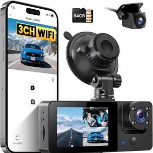 Bestsee 2.5K Dashcam Auto Vorne Hinten und Innen mit 64GB SD-Karte