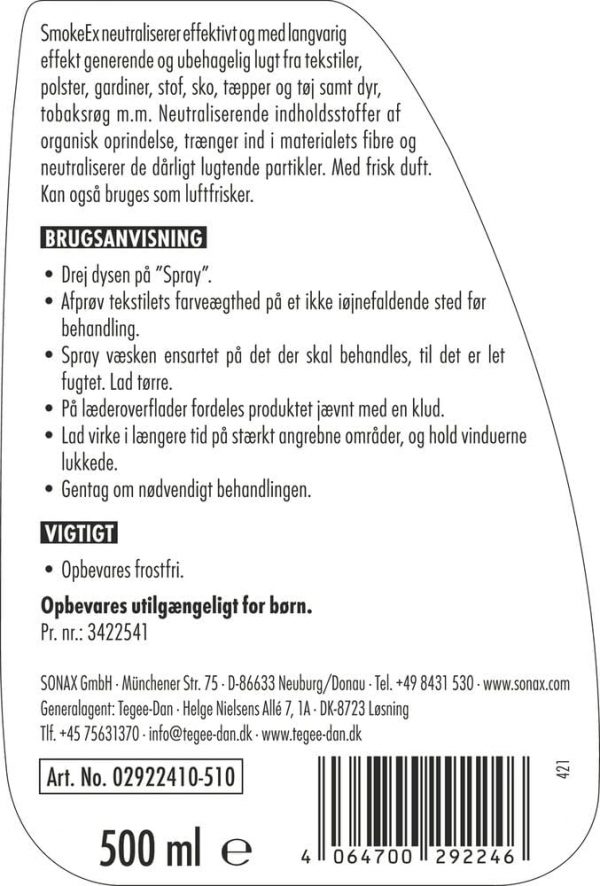 SONAX SmokeEx Geruchskiller & Frische-Spray (500 ml) – Bild 2