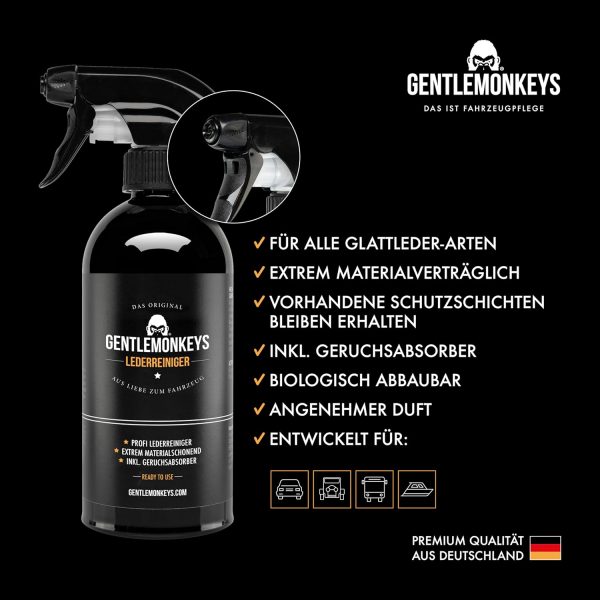 GENTLEMONKEYS Profi Lederreiniger Set (500ml + Mikrofasertuch) – Bild 2