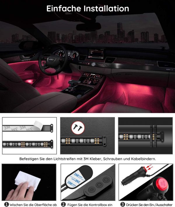 Govee RGB LED Innenbeleuchtung Auto, 4pcs Strip – Bild 6