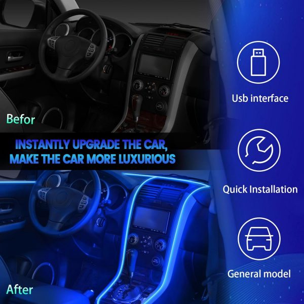 Talifoca 5M/16.4FT Auto Led Innenbeleuchtung,USB Wire Blau – Bild 7