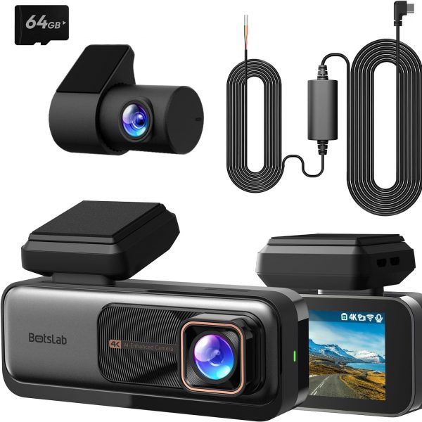 BOTSLAB Dashcam Auto Vorne Hinten 4K+2K mit GPS WiFi und Hardwire-Kit