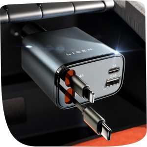 LISEN 4 in 1 Zigarettenanzünder USB C 69W Ladegerät Adapter