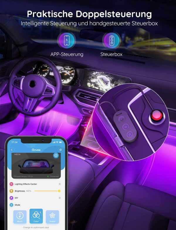 Govee RGB LED Innenbeleuchtung Auto, 4pcs Strip – Bild 4