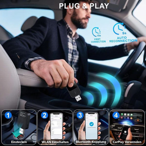 Febotak Wireless CarPlay Adapter, Upgrade von Wired CarPlay auf Wireless – Bild 3