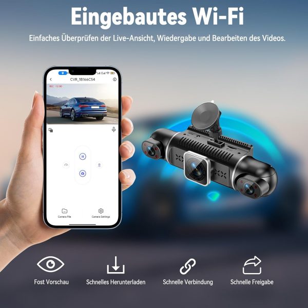 360° Dashcam Auto Vorne Hinten 2K+1080P mit 64GB-Karte – Bild 5