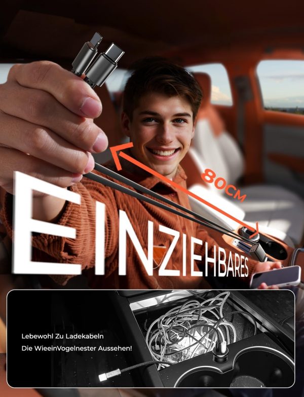 LISEN 4 in 1 Zigarettenanzünder USB C 69W Ladegerät Adapter – Bild 2