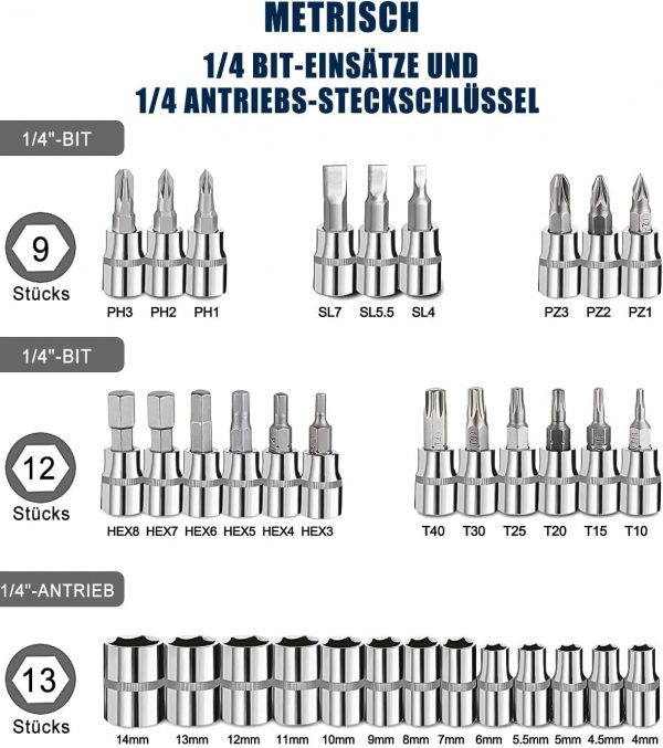 KeZaara 46 Stück Ratschenkasten Knarrenkasten Klein – Bild 4