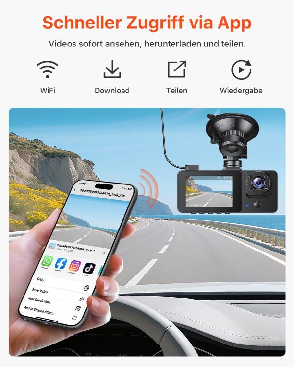 Bestsee 2.5K Dashcam Auto Vorne Hinten und Innen mit 64GB SD-Karte – Bild 7