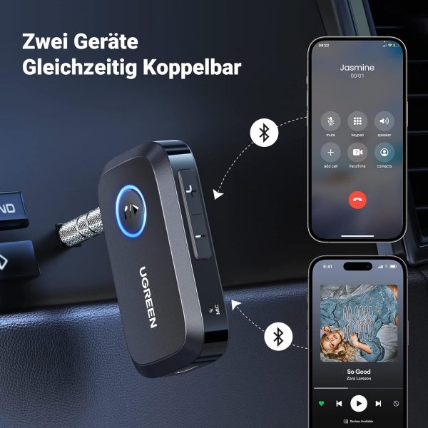 UGREEN Aux Bluetooth Adapter Auto Klinke Bluetooth 5.4 – Bild 6