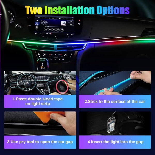 AMFUN Acryl Auto LED Ambientebeleuchtung Strip, 110cm – Bild 4
