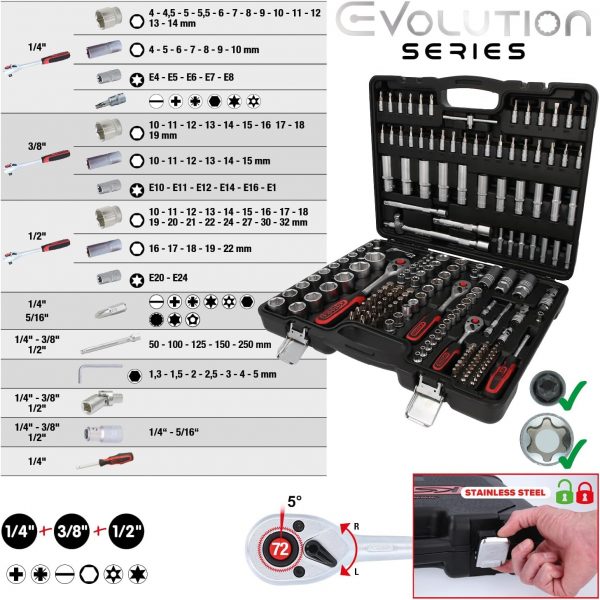 KS Tools 917.0779 1/4"+3/8"+1/2" Steckschlüssel-Satz, 179-tlg – Bild 3