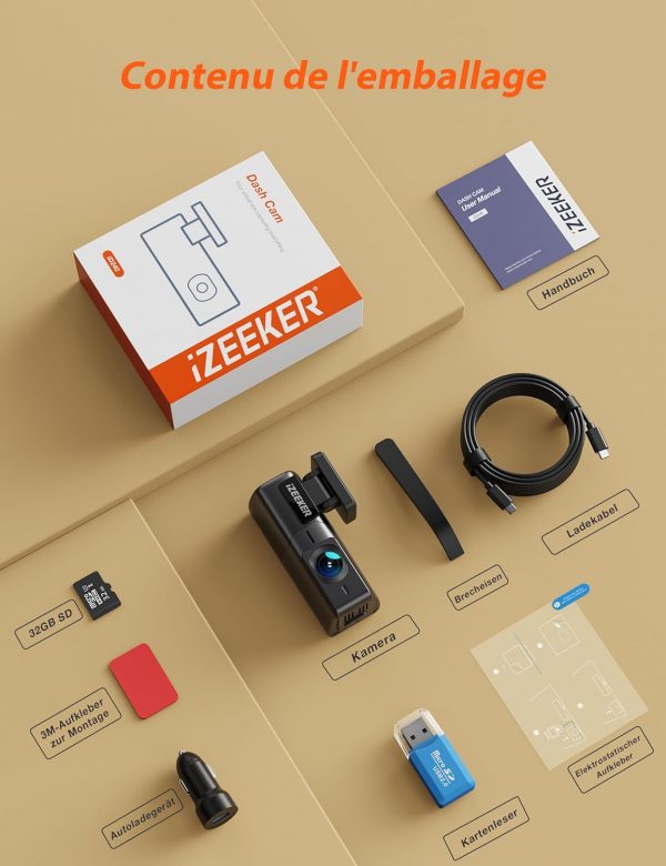 iZEEKER 2,5K Dashcam WiFi, Mini Auto Kamera 1440P – Bild 6