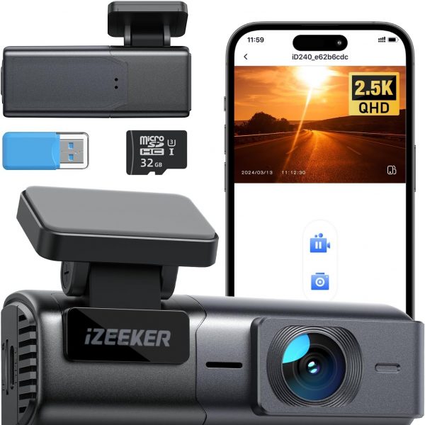 iZEEKER 2,5K Dashcam WiFi, Mini Auto Kamera 1440P
